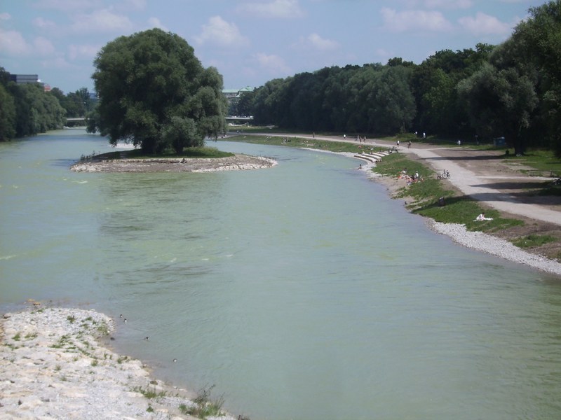 The Isar river after restoration, Munich, Germany