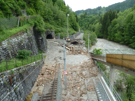 Debris flow event close to Taxenbach in June 2013