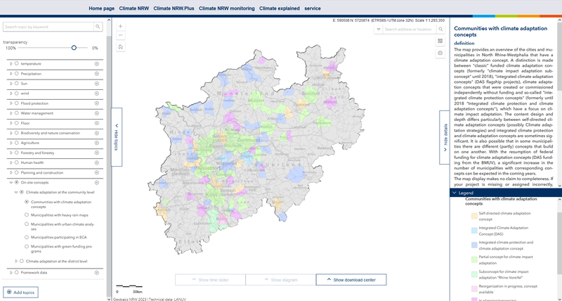 Interactive Climate Atlas Northrine Westphalia (Klimaatlas)