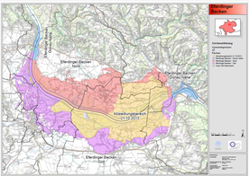 The map of Eferdinger Becken flood protection measures plan