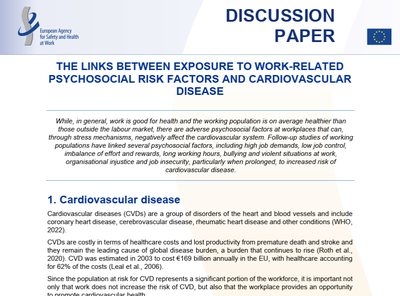 The links between exposure to work-related psychosocial risk factors and cardiovascular disease