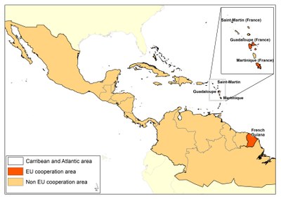 Caribean and Atlantic area map