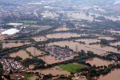 Subestación de Walham durante 2007 durante las inundaciones