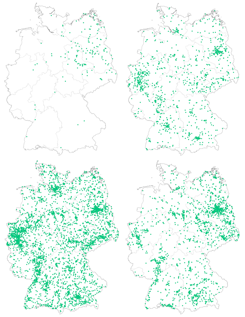 Distribution de vecteurs WNV potentiels sélectionnés en Allemagne pour la période 2011-2019