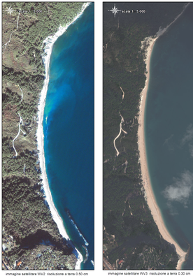 Confronto delle immagini satellitari (2008-2019) della costa del comune di Sirolo