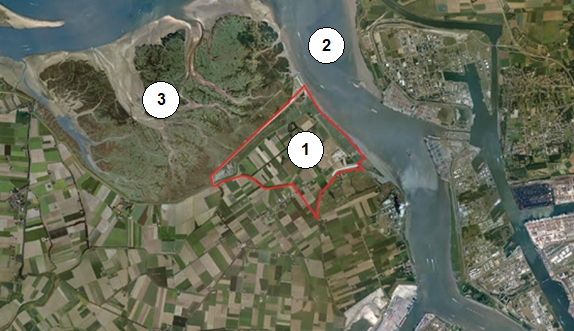 Luchtfoto van het projectgebied en omgeving